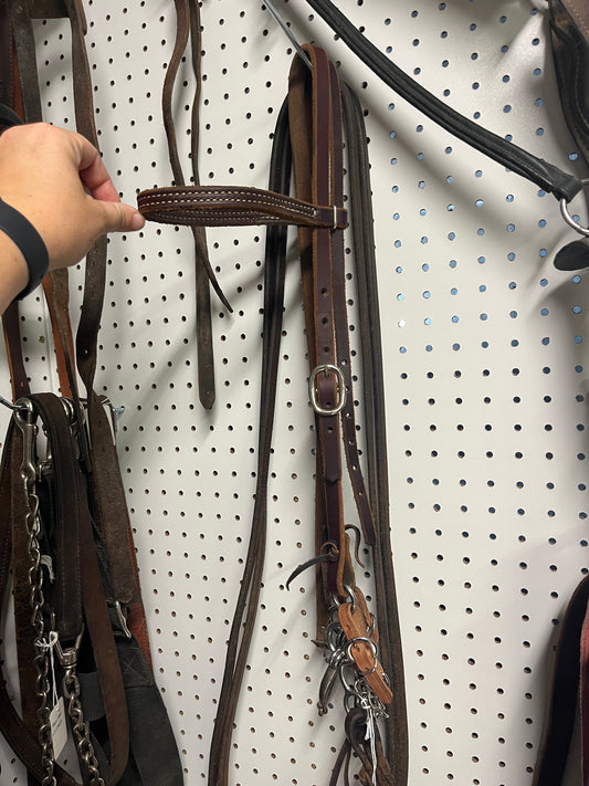 Headstall + jr. Cowhorse bit and weighted split reins